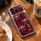 Burgundy Marble Bow Case
