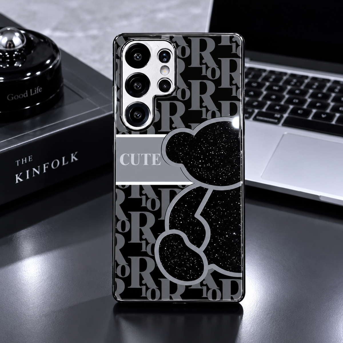 Galaxy Series – CUTE Noir Teddy Glass Phone Case