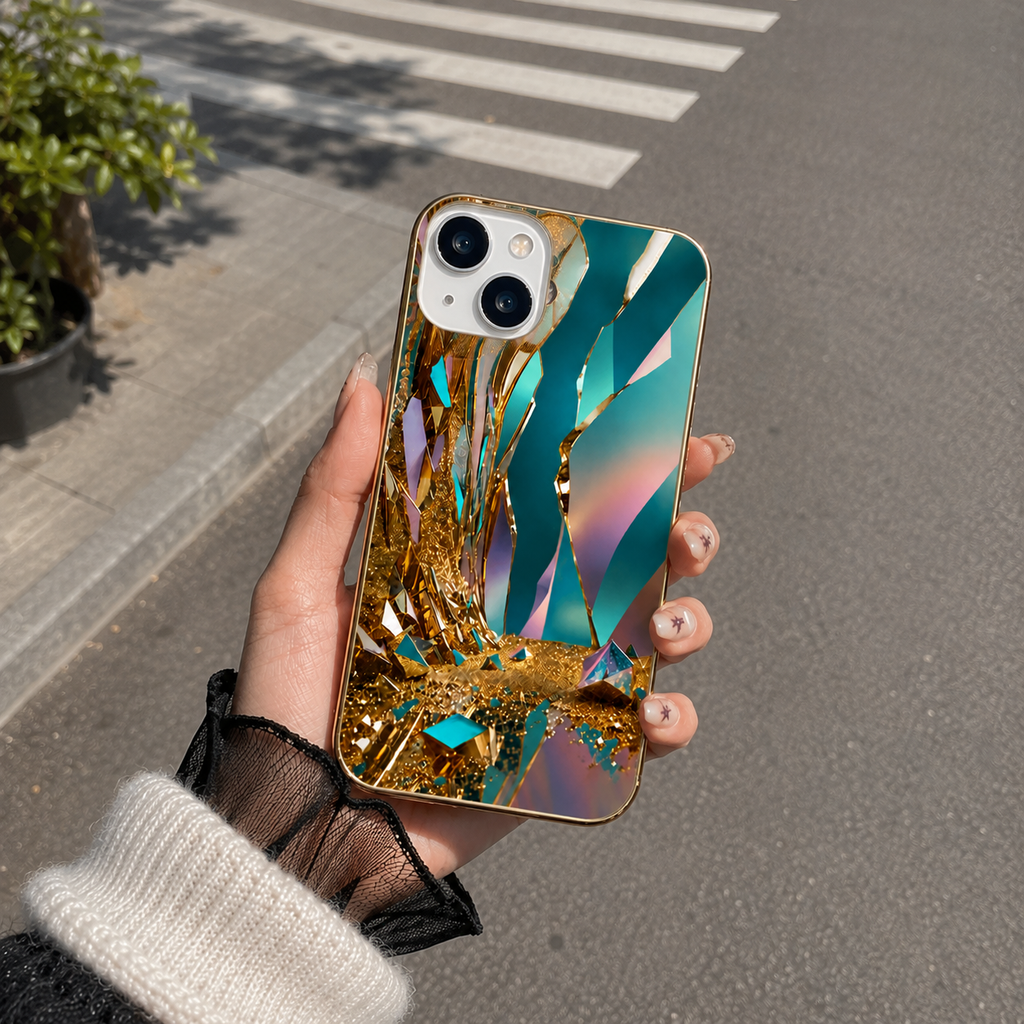 Golden Prism Luxury Glass Phone Case